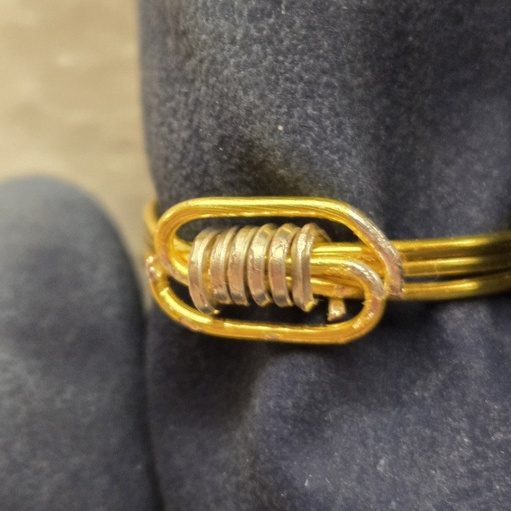 Handcrafted Unisex Gold Wire and With Silver Wrapped Around It Ring